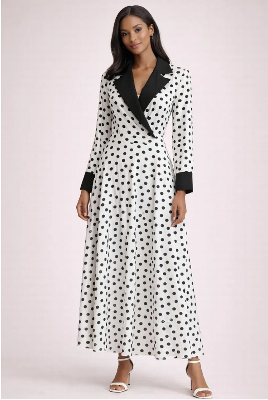 Robe Élégance Pois Col Tailleur