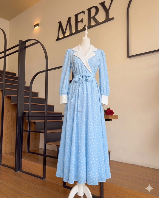 Robe Élégance Pois Col Tailleur