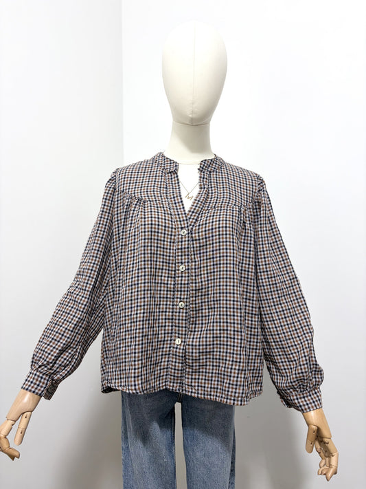 Blouse à Carreaux Col Froncé