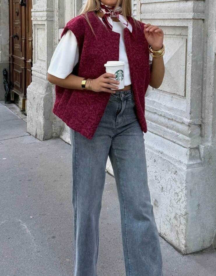 Gilet Sans Manches Effet Bouclette