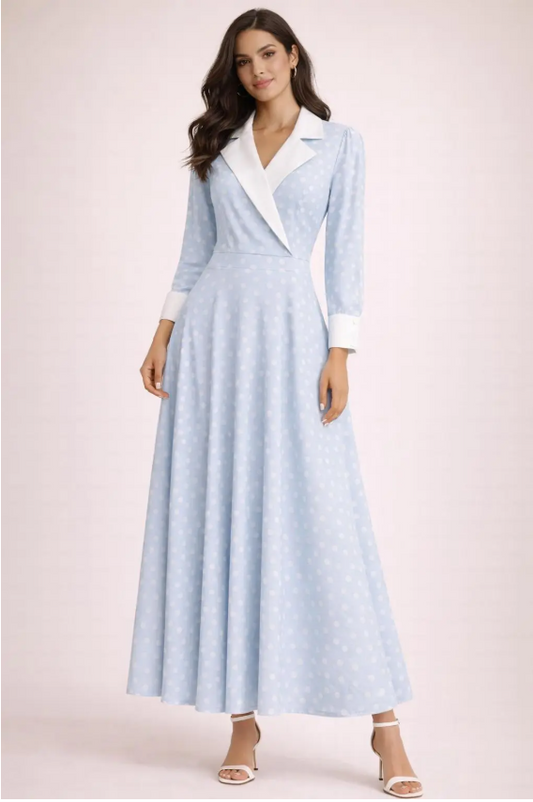 Robe Élégance Pois Col Tailleur