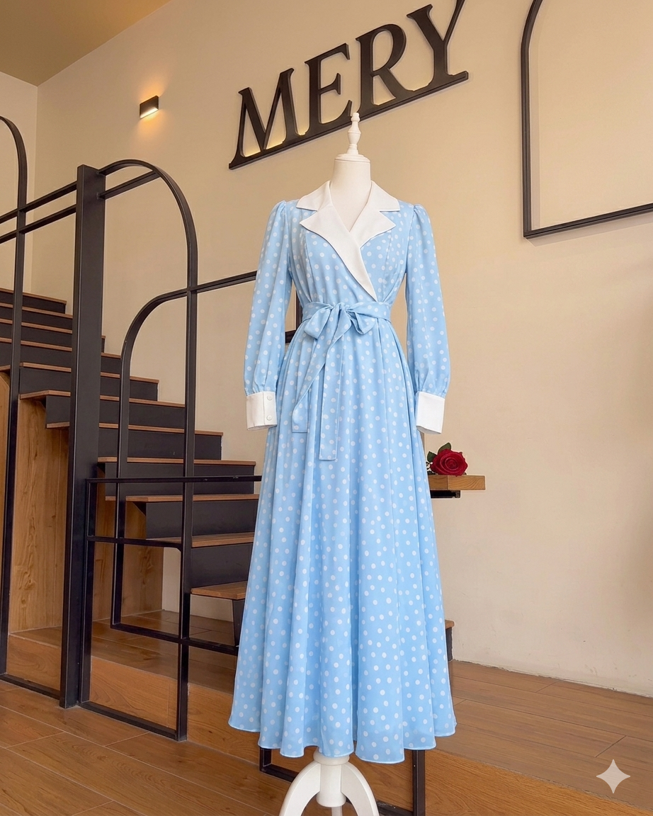 Robe Élégance Pois Col Tailleur