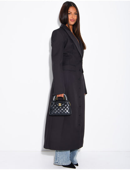 Manteau blazer long cintré noir