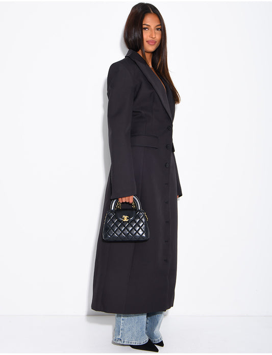 Manteau blazer long cintré noir