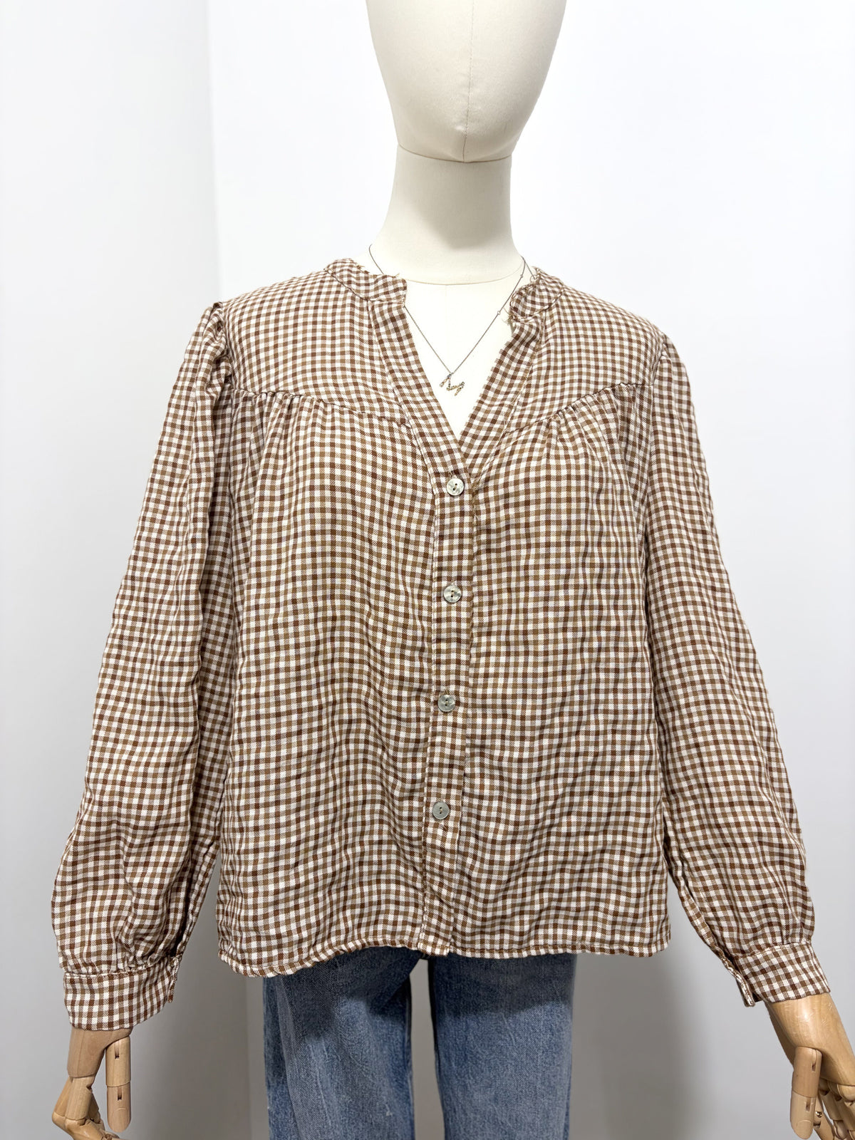 Blouse à Carreaux Col Froncé