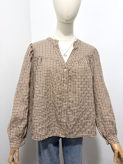 Blouse à Carreaux Col Froncé