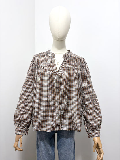 Blouse à Carreaux Col Froncé