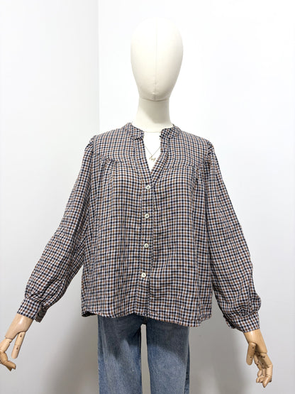 Blouse à Carreaux Col Froncé