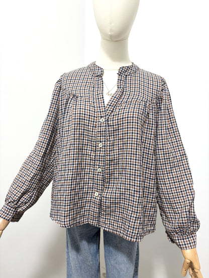 Blouse à Carreaux Col Froncé
