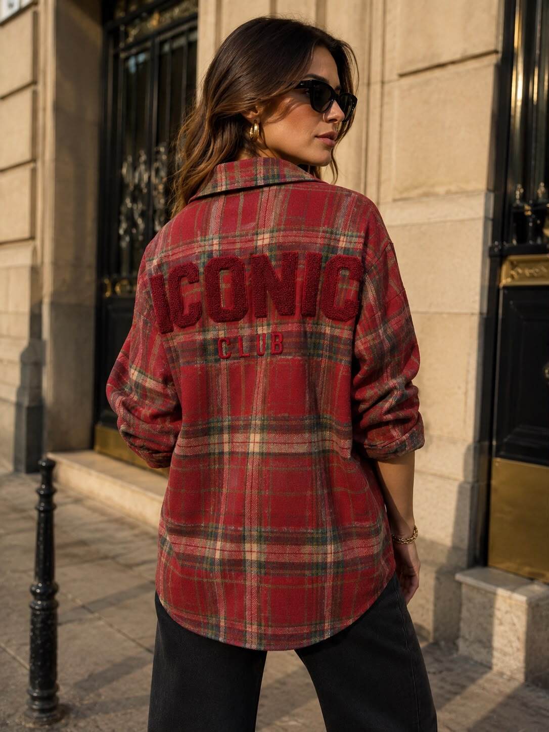 Chemise Oversize à Carreaux Brodée