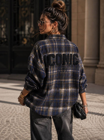 Chemise Oversize à Carreaux Brodée