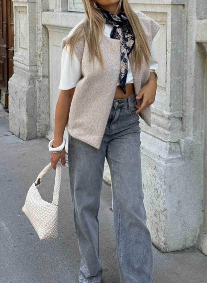 Gilet Sans Manches Effet Bouclette