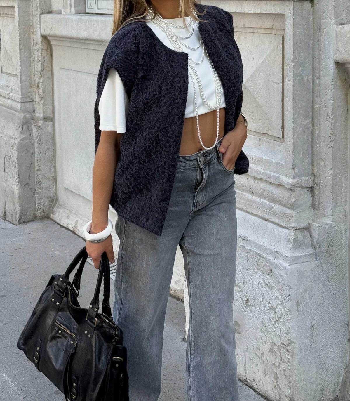 Gilet Sans Manches Effet Bouclette
