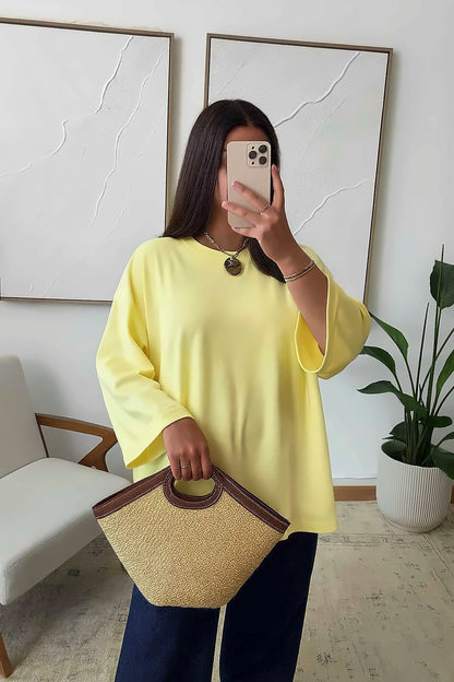 Top oversize manches évasées jaune