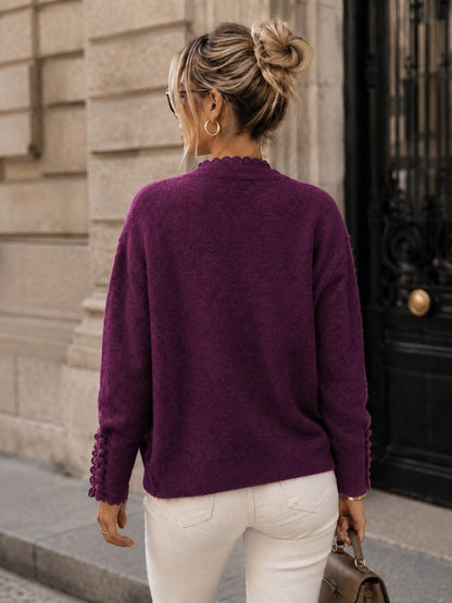Pull Maille Douce à Dentelle & Boutons