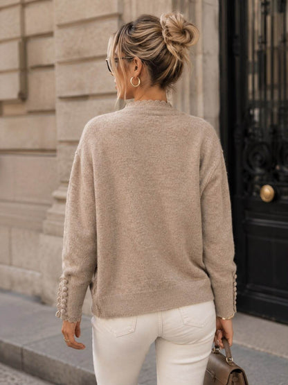 Pull Maille Douce à Dentelle & Boutons