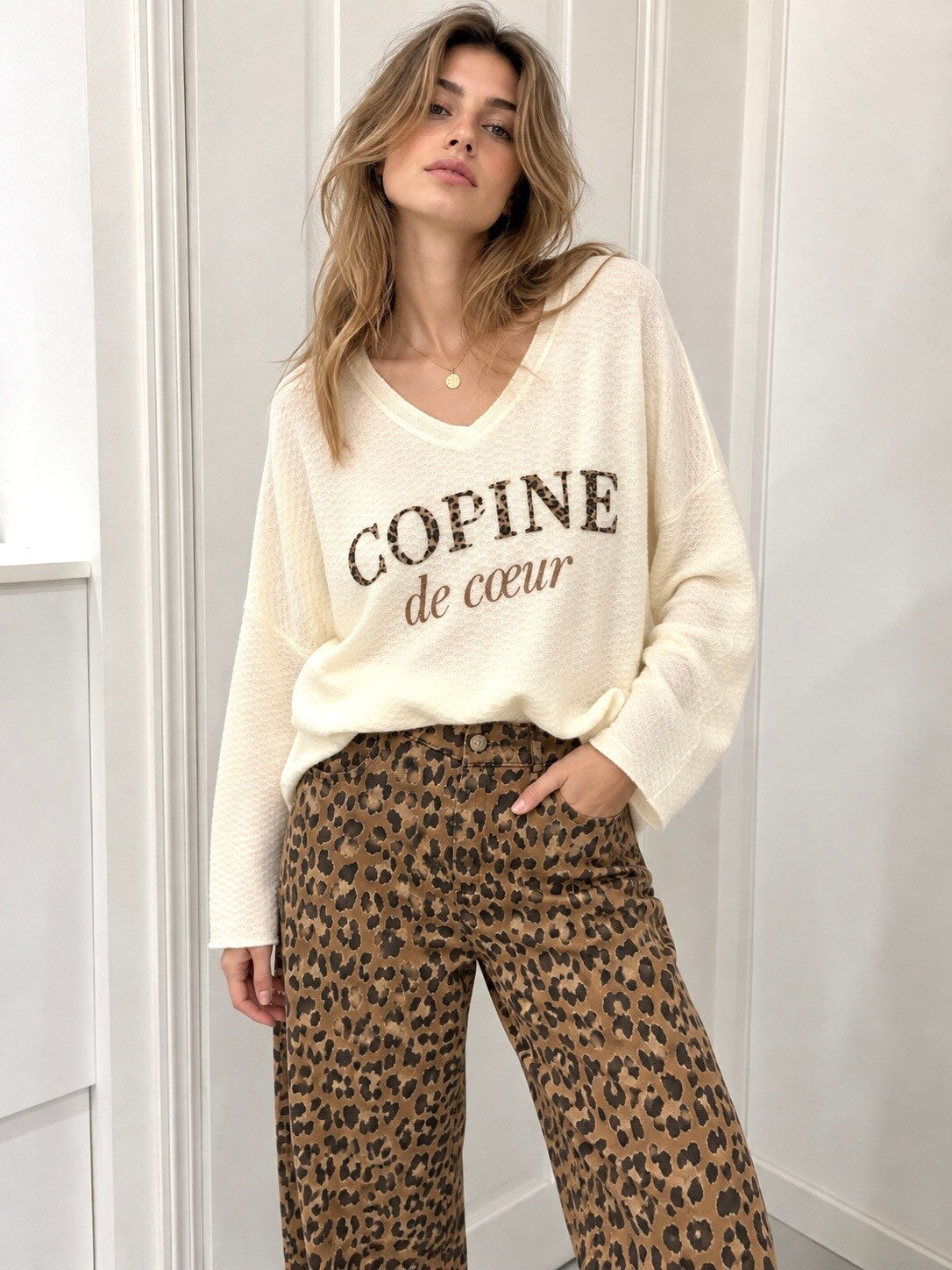 Top en Maille Angora à Motif