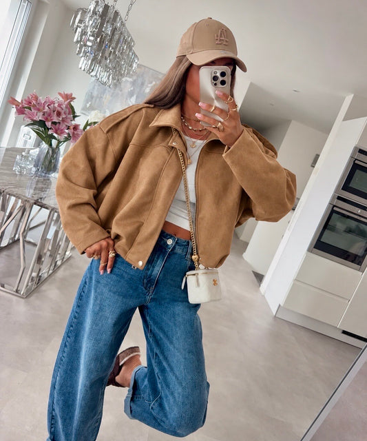 Veste Bomber Oversize en Suédine