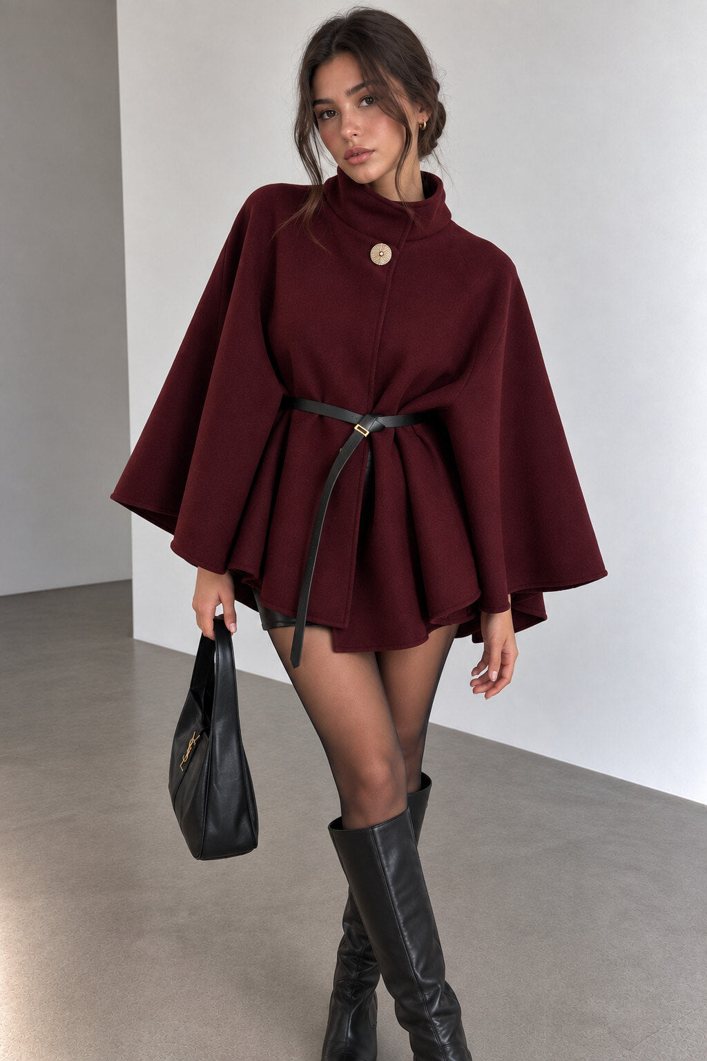 Veste cape bordeaux