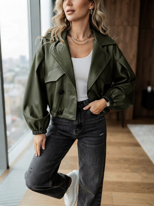 Veste Courte Oversize en Similicuir