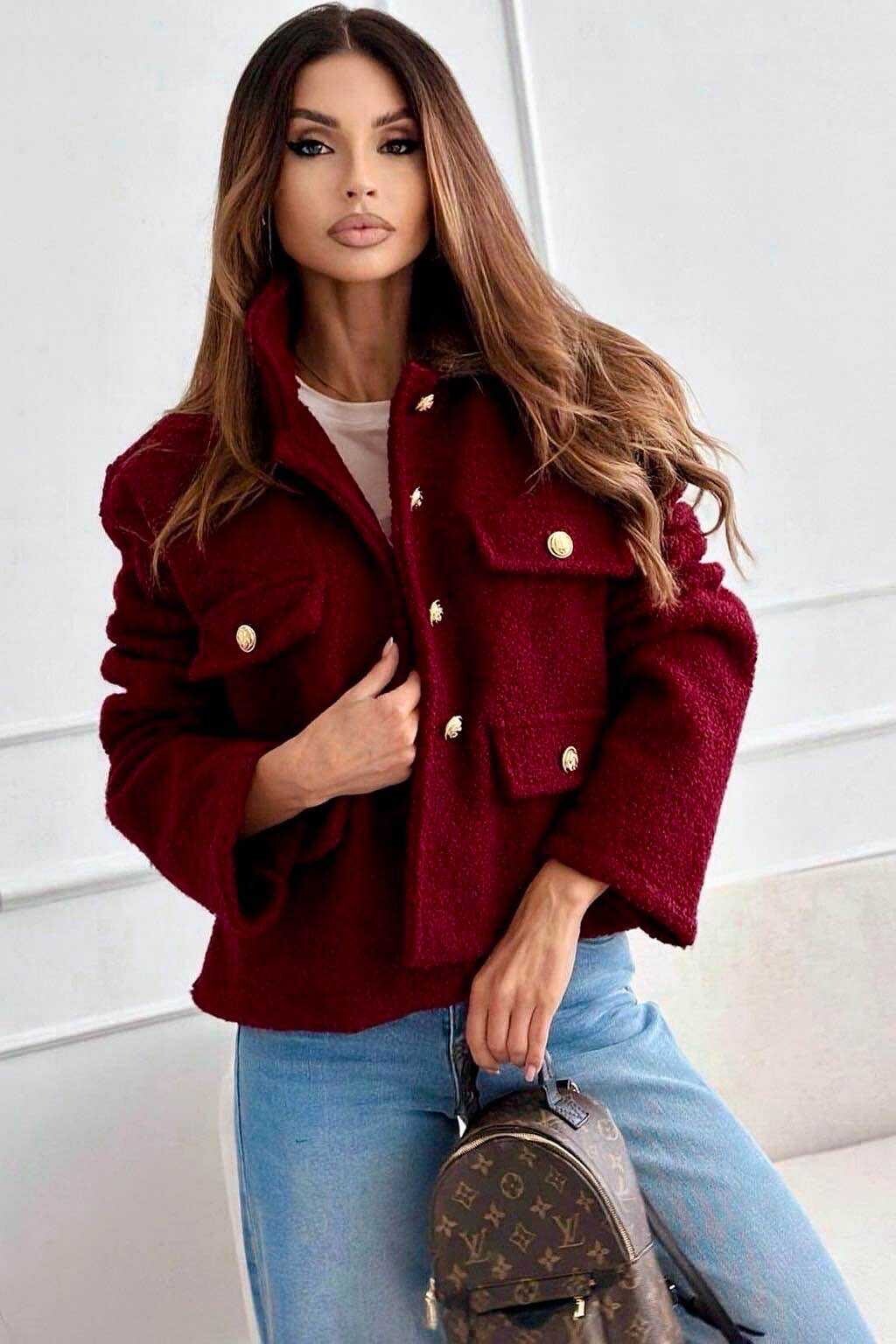 Veste Teddy à Boutons Dorés